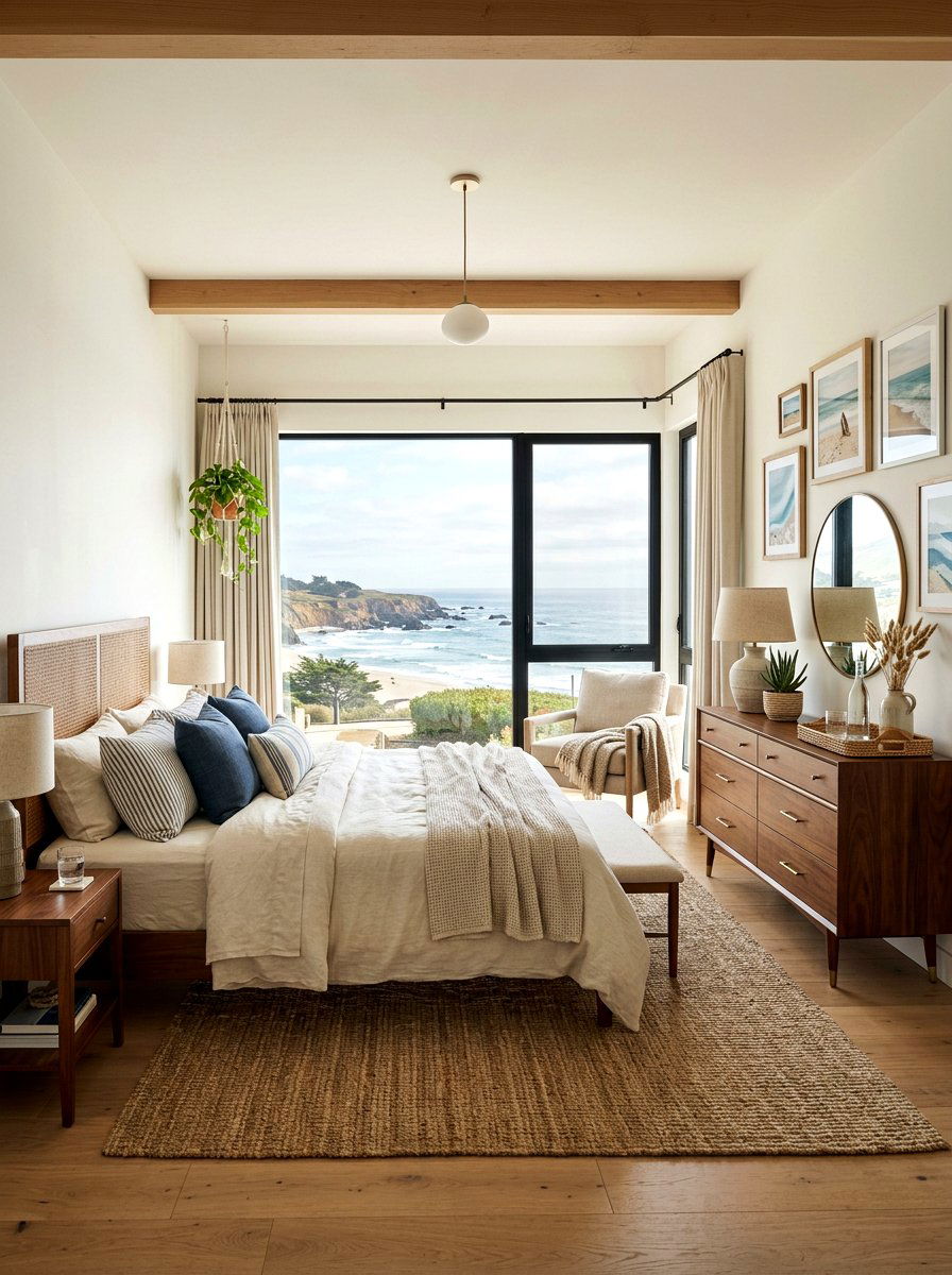 Mid Century Modern Coastal Bedroom - 30 California casual bedroom ideas