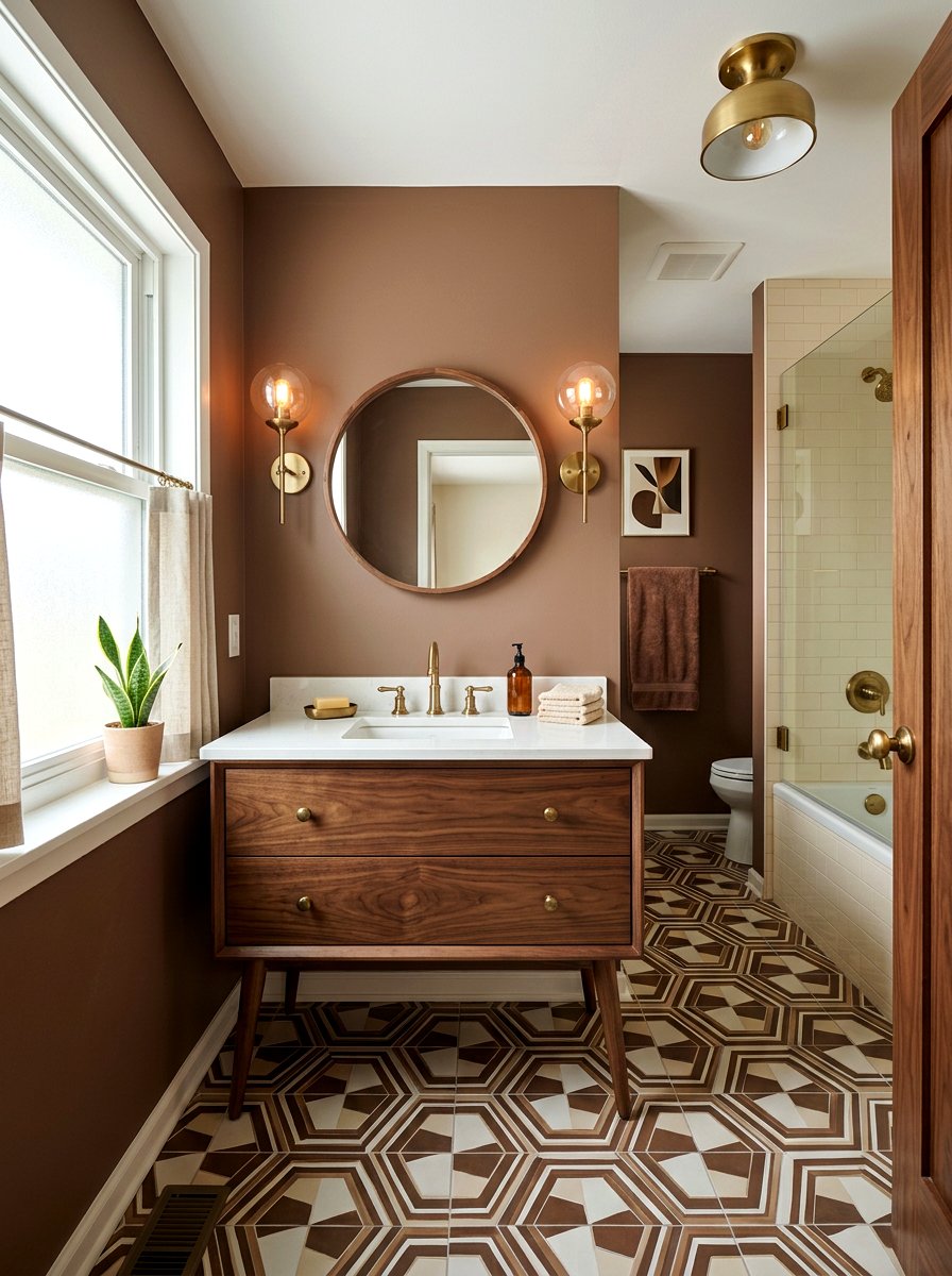 Mid Century Modern Cocoa Brown Bathroom - 30 cocoa brown bathroom ideas