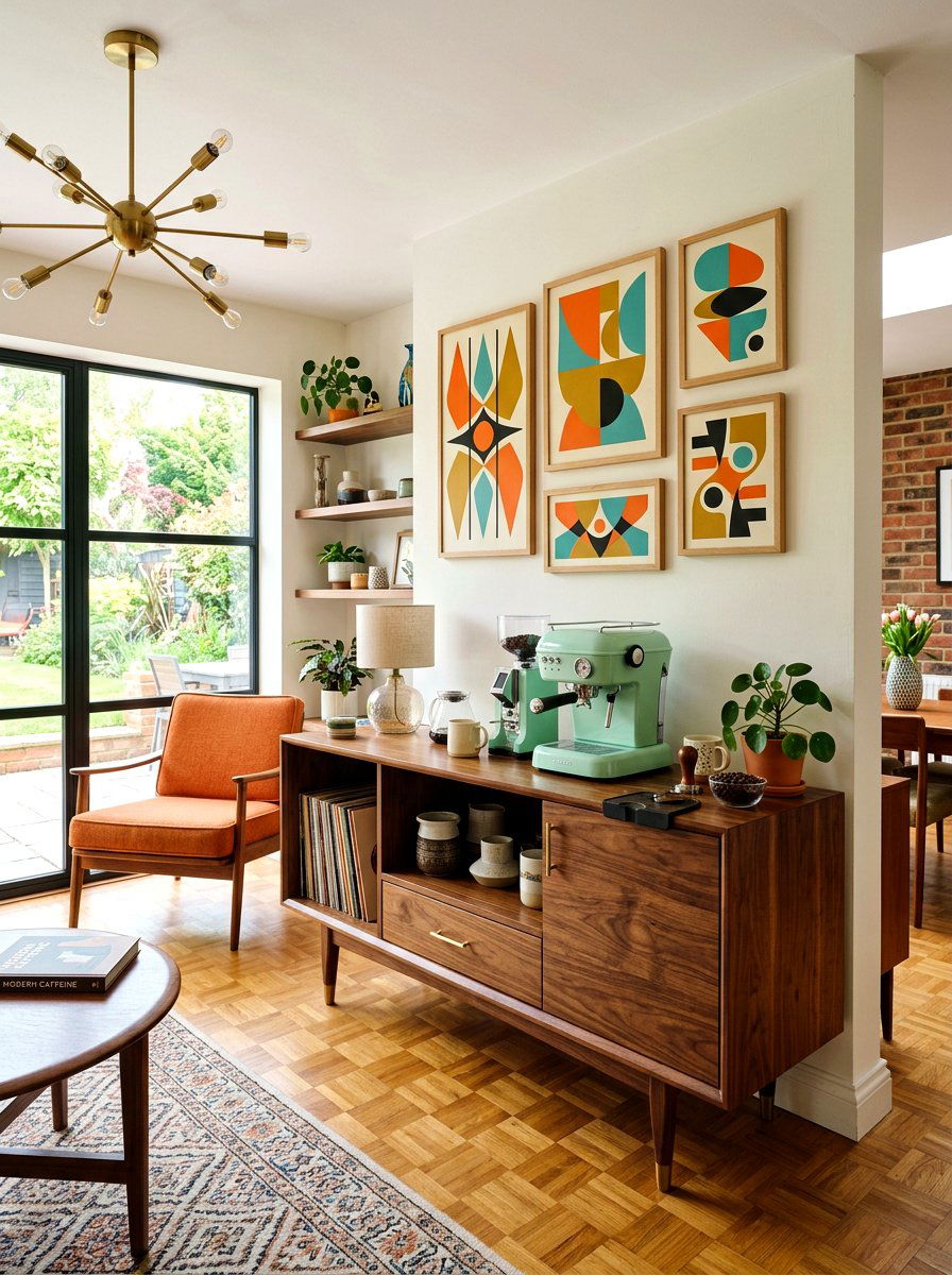 Mid Century Modern Coffee Bar - 30 coffeehouse kitchen corner ideas