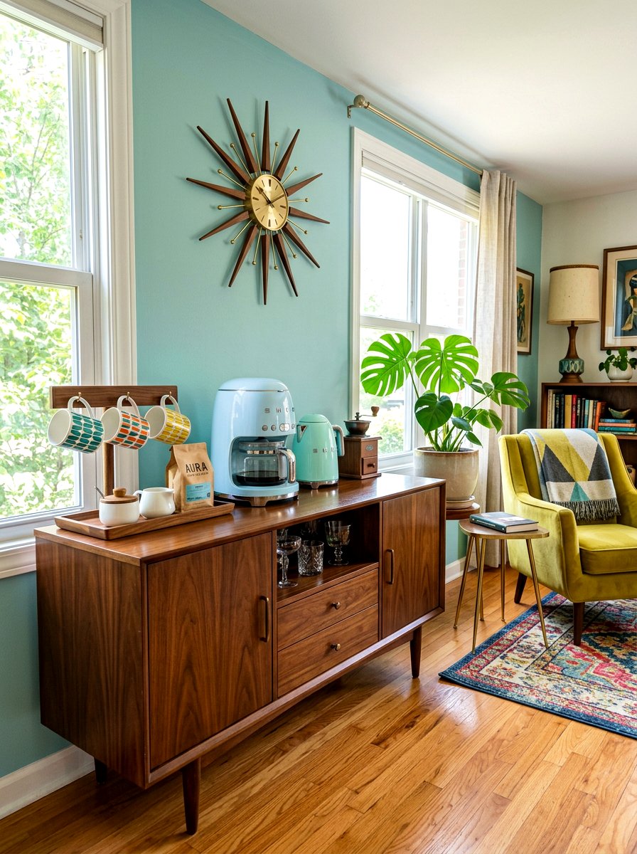 Mid Century Modern Coffee Bar - 30 coffee nook ideas