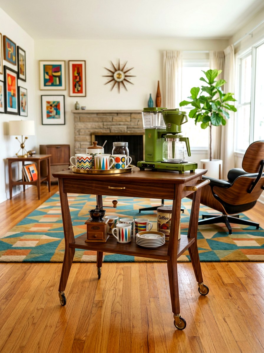 Mid Century Modern Coffee Cart - 30 coffee cart apartment ideas