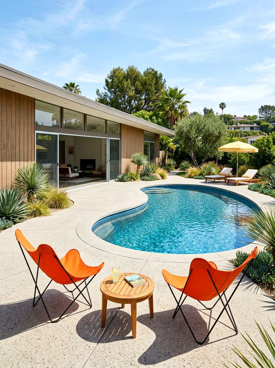 Mid Century Modern Concrete Patio - 30 concrete patio ideas