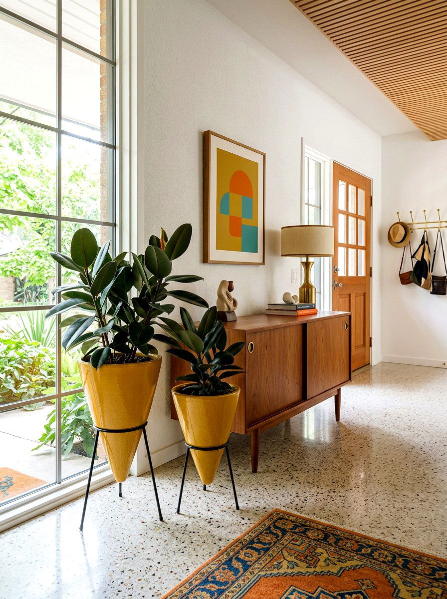 Mid Century Modern Cone - 30 wall planter entryway ideas