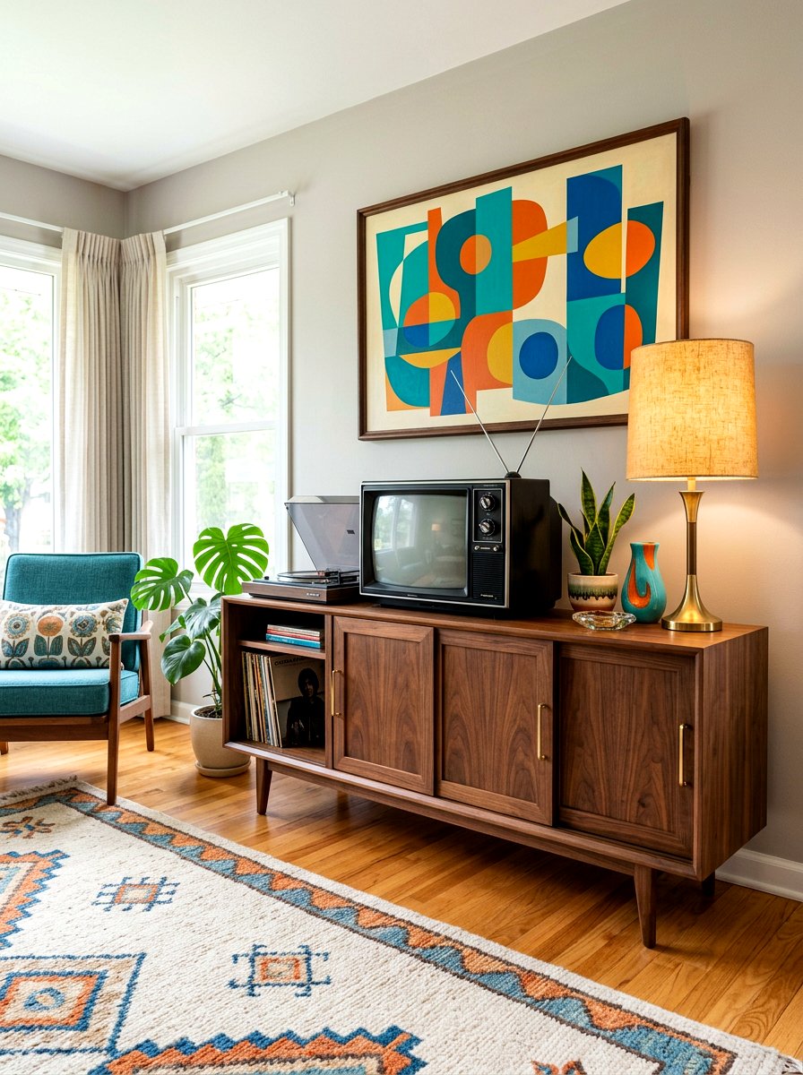 Mid Century Modern Console - 30 tv wall ideas