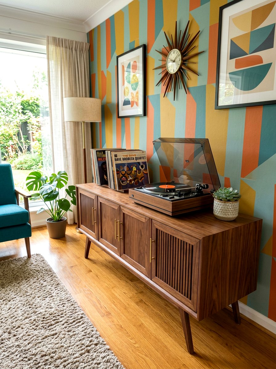 Mid Century Modern Console - 30 slim console apartment ideas