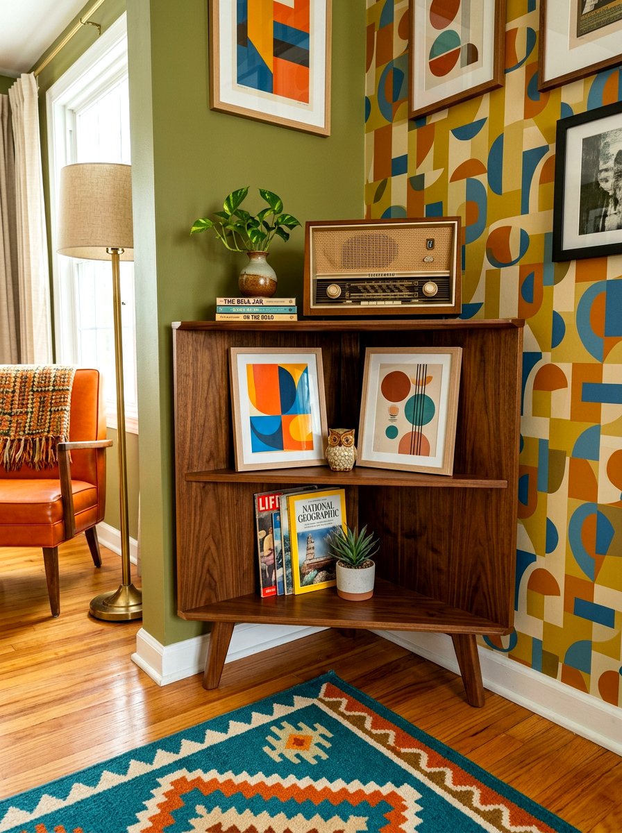 Mid Century Modern Corner Shelf - 30 living room corner shelf ideas