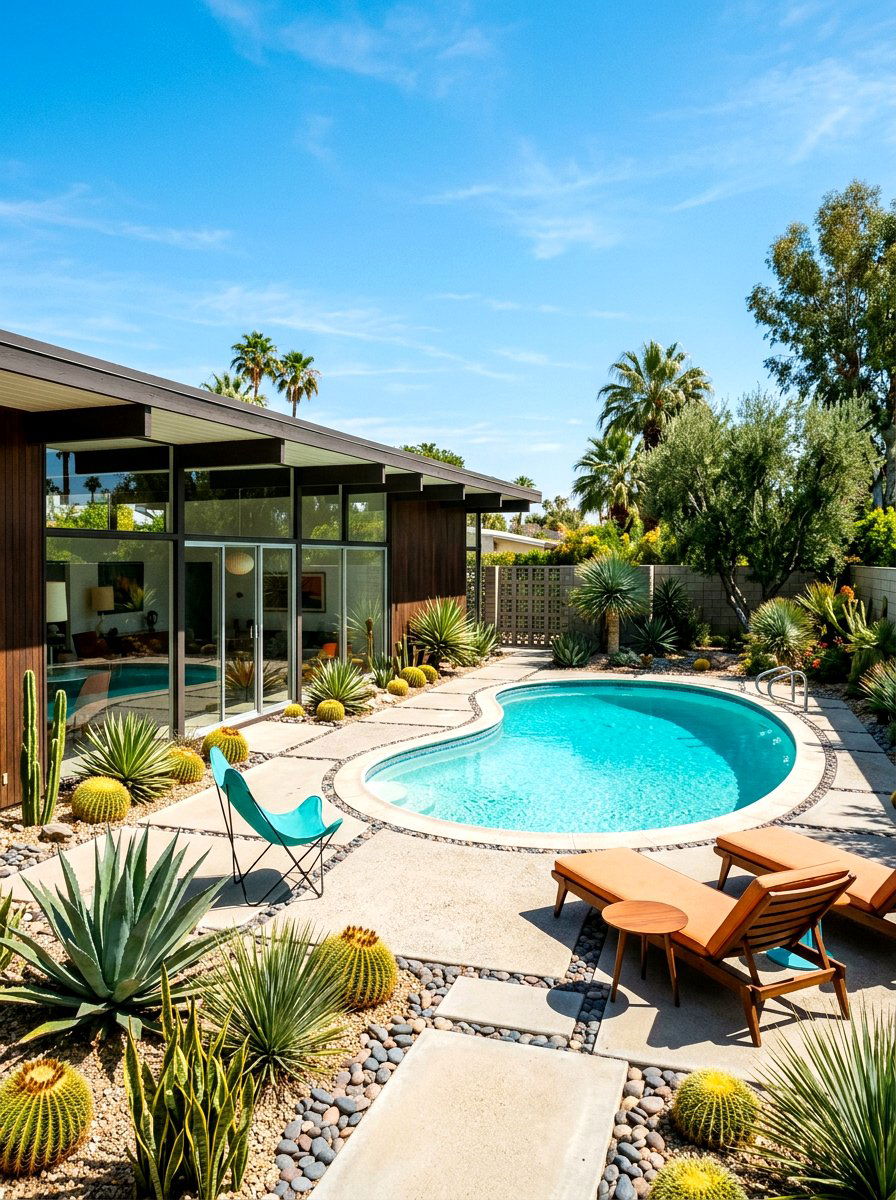 Mid Century Modern Courtyard - 30 courtyard style backyard ideas