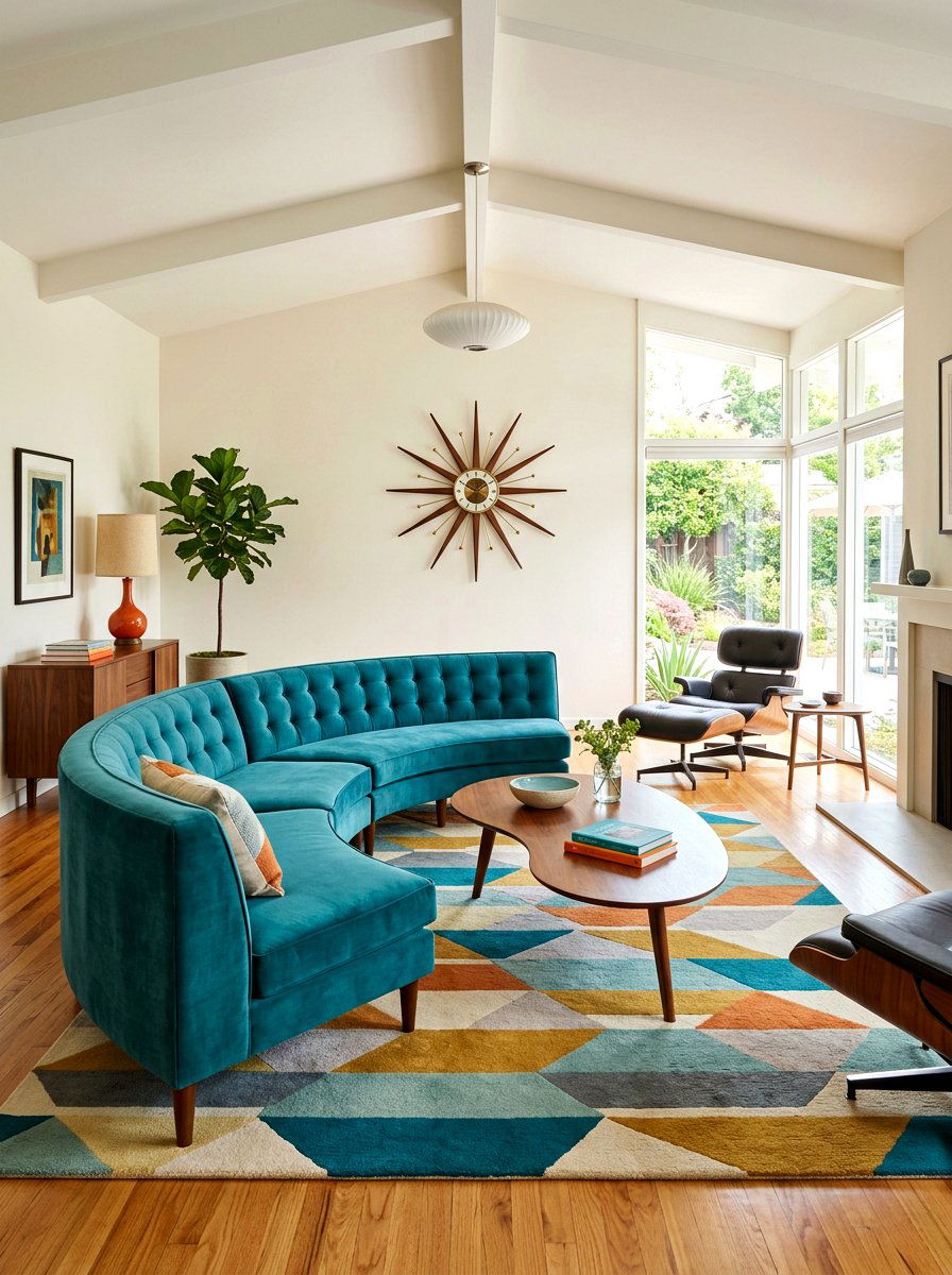 Mid Century Modern Curved Sectional Living Room - 30 curved sectional living room ideas