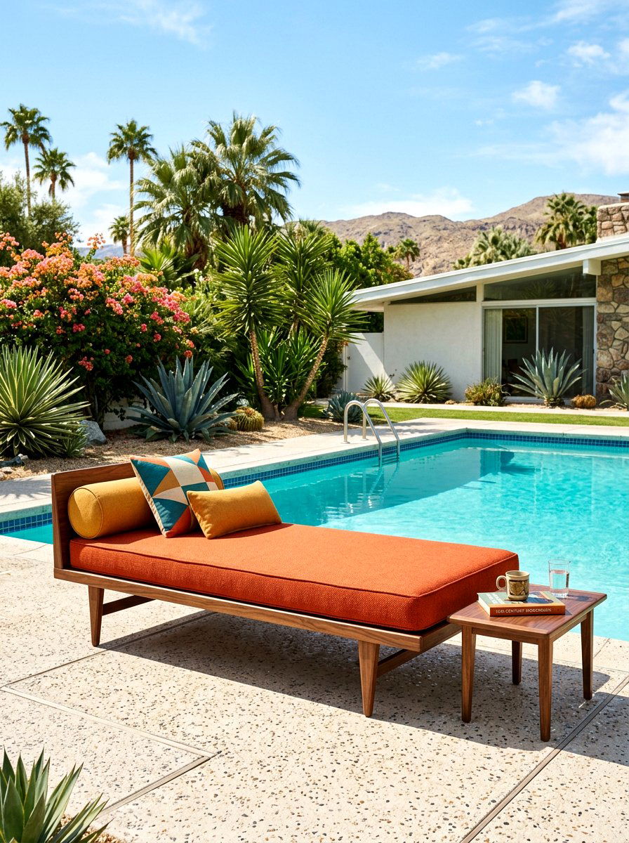 Mid Century Modern Daybed - 30 poolside daybed cabana ideas