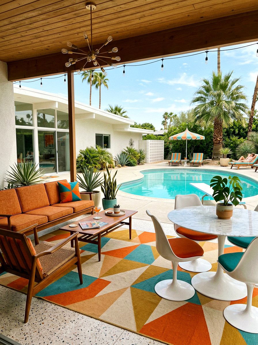 Mid Century Modern Deck - 30 poolside dining ideas