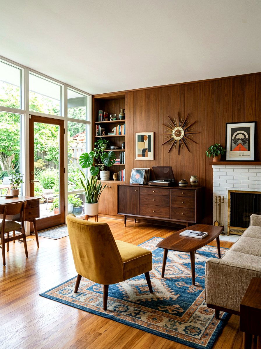 Mid Century Modern Den - 30 brown room decor ideas