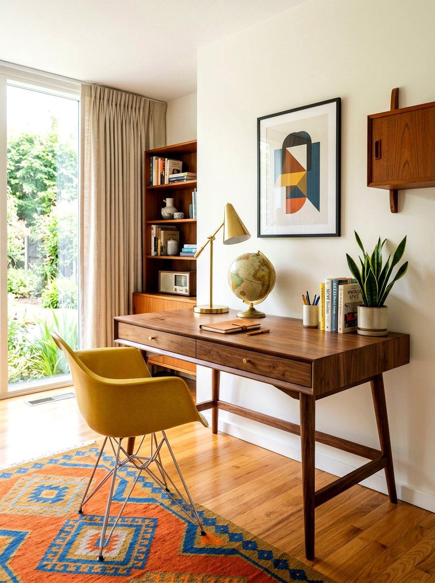 Mid Century Modern Desk - 30 office nook apartment ideas