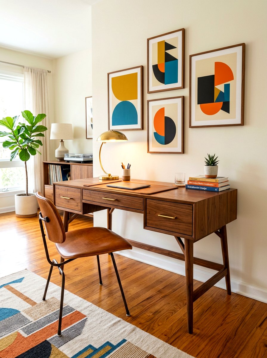 Mid Century Modern Desk - 30 creative studio office ideas