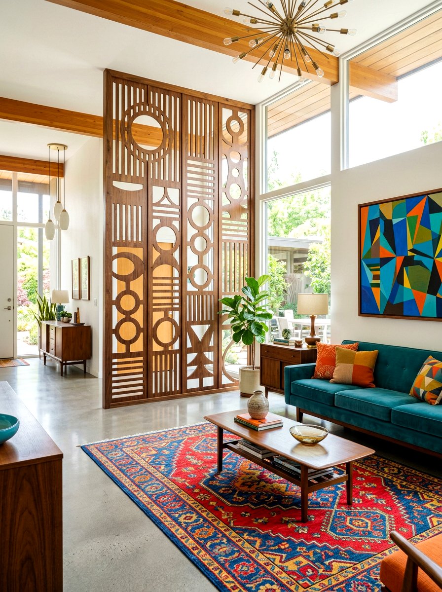 Mid Century Modern Divider - 30 freestanding privacy panel ideas