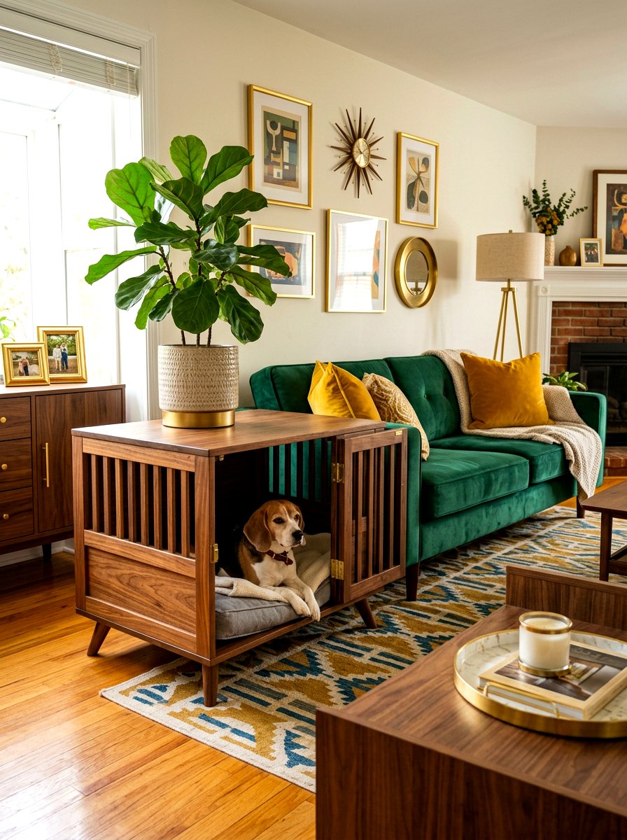 Mid Century Modern Dog Crate - 30 dog crate furniture ideas