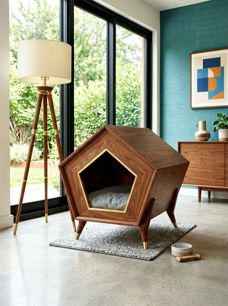 Mid Century Modern Dog House - 30 pet corner living room ideas