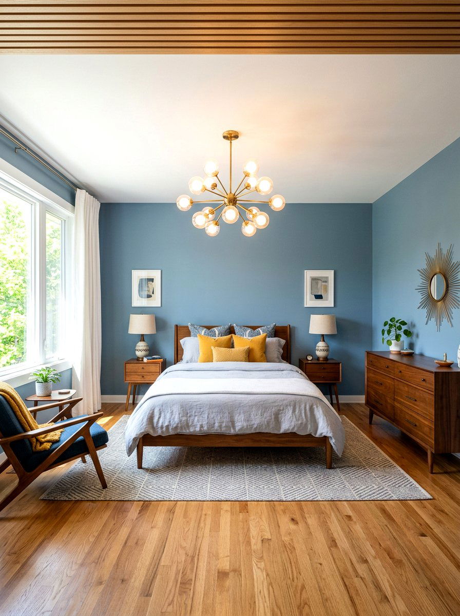 Mid Century Modern Dusty Blue Bedroom - 30 dusty blue bedroom ideas