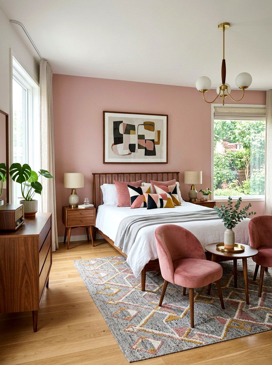 Mid Century Modern Dusty Rose - 30 dusty rose bedroom ideas