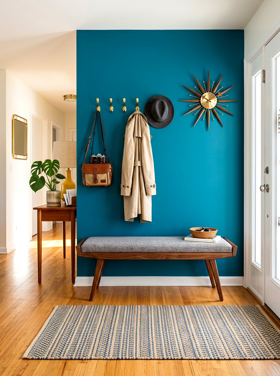 Mid Century Modern Entry Bench With Hooks - 30 entry bench and hooks ideas