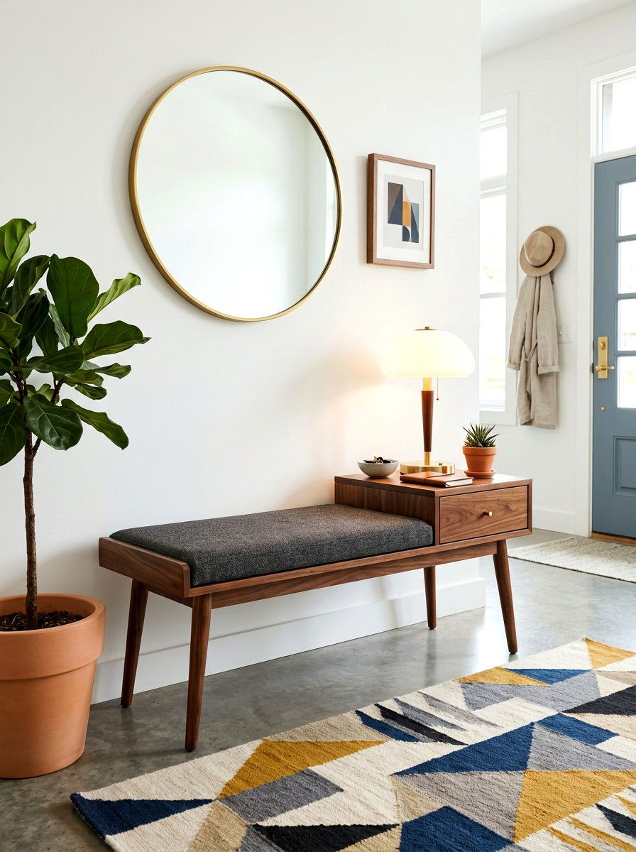 Mid Century Modern Entryway Bench - 30 entryway bench ideas