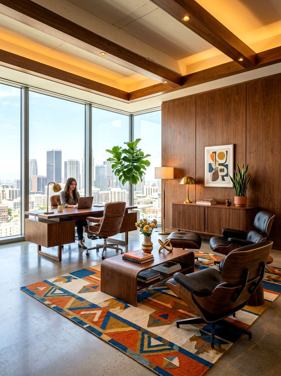 Mid Century Modern Executive Corner - 30 office meeting corner ideas
