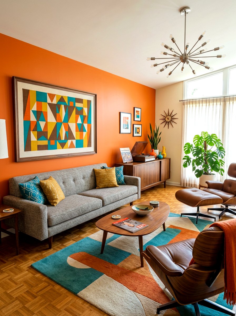 Mid Century Modern Fabric Frame - 30 framed textile wall ideas