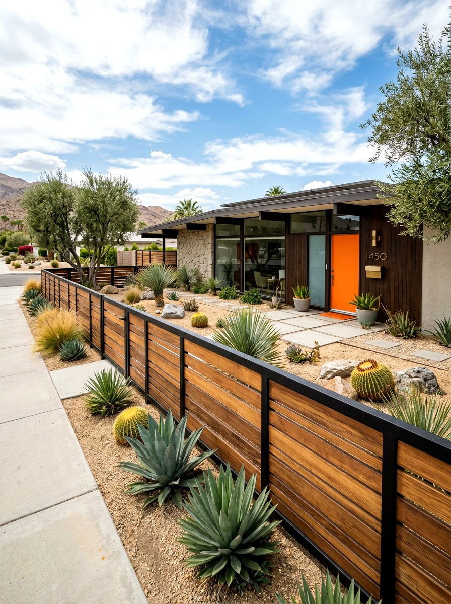 Mid Century Modern Fence - 30 front yard fence ideas