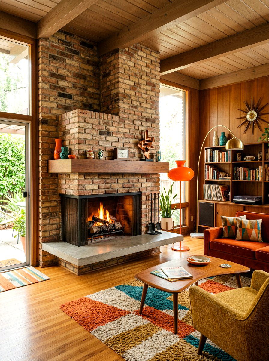 Mid Century Modern Fireplace - 30 family room fireplace ideas