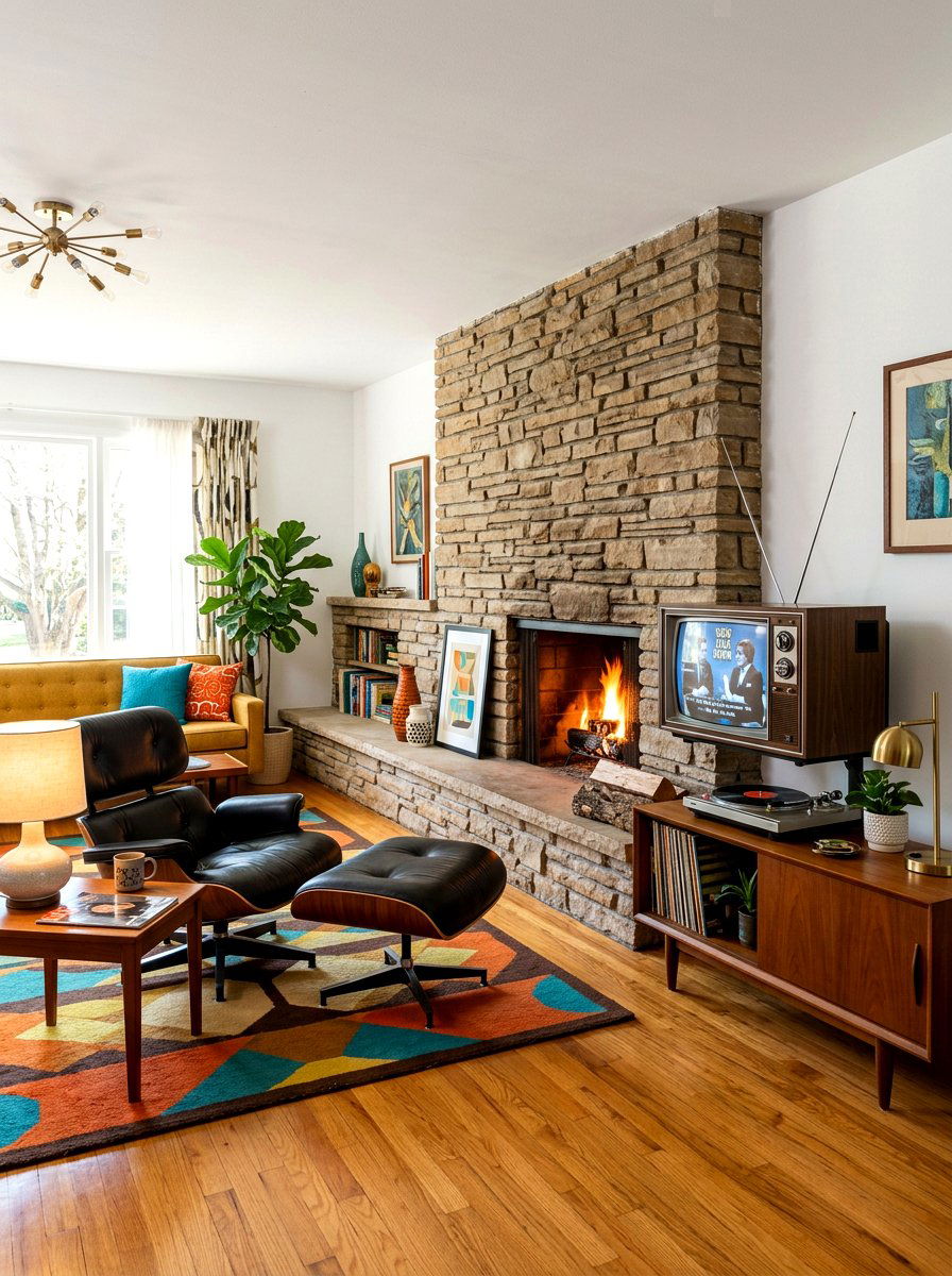 Mid Century Modern Fireplace TV - 30 fireplace and TV layout ideas