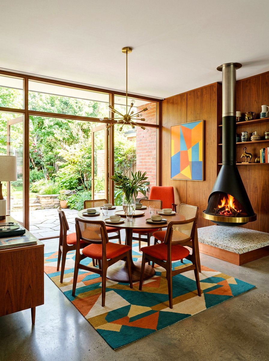 Mid Century Modern Fireplace - 30 dining room fireplace wall ideas