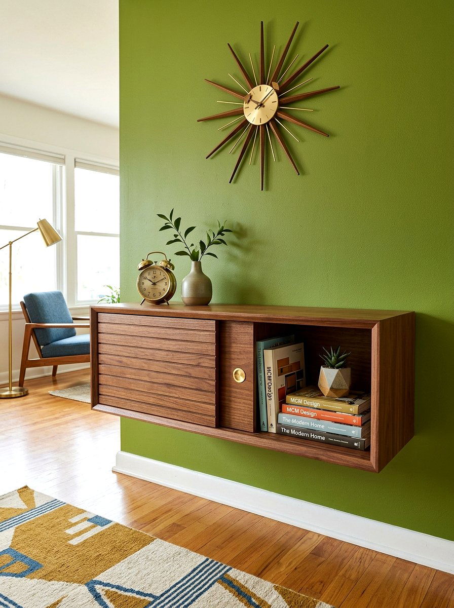 Mid Century Modern Floating Cabinet - 30 wall mounted nightstand ideas