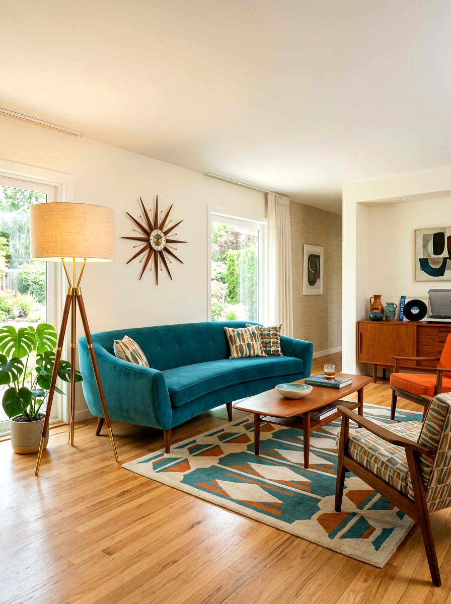 Mid Century Modern Floor Lamp - 30 layered lighting living room ideas