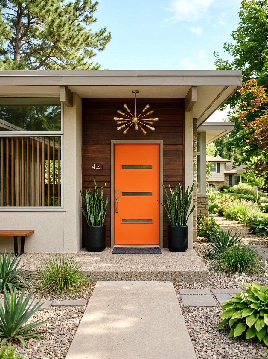 Mid Century Modern Front Entry - 30 porch entry ideas