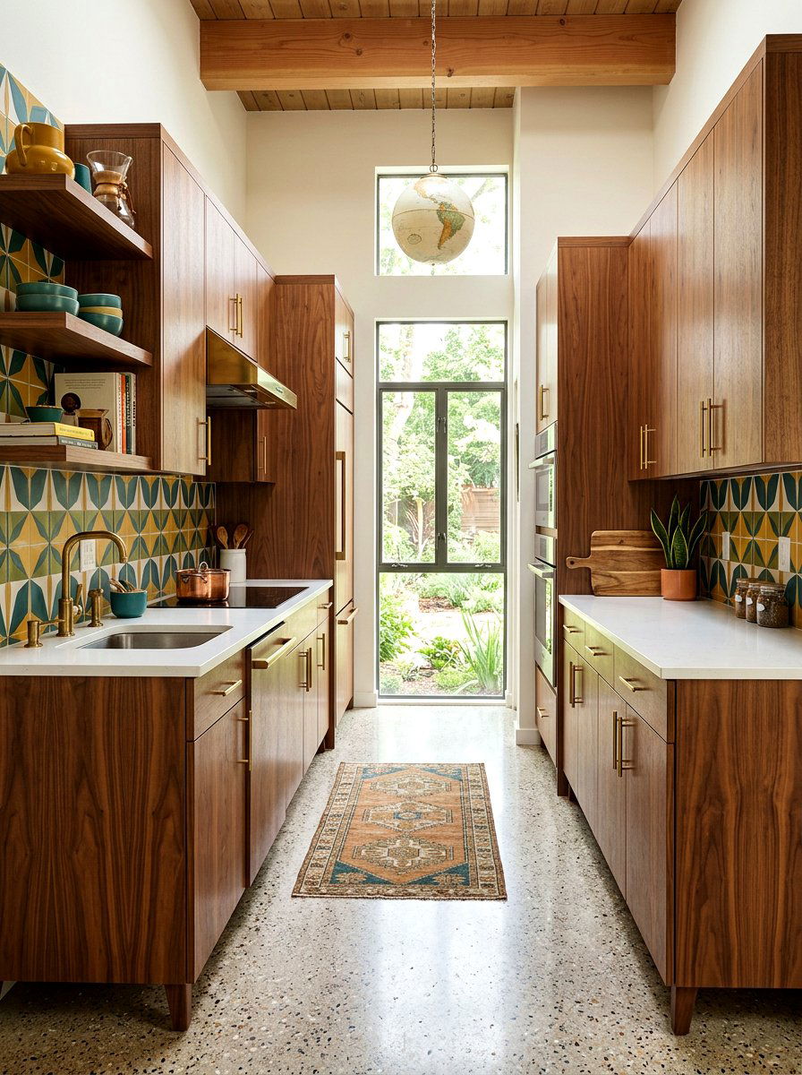 Mid Century Modern Galley Kitchen - 30 cozy galley kitchen ideas