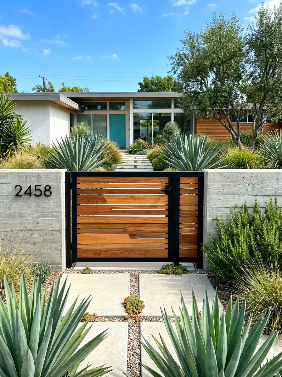 Mid Century Modern Gate - 30 garden gate entrance ideas