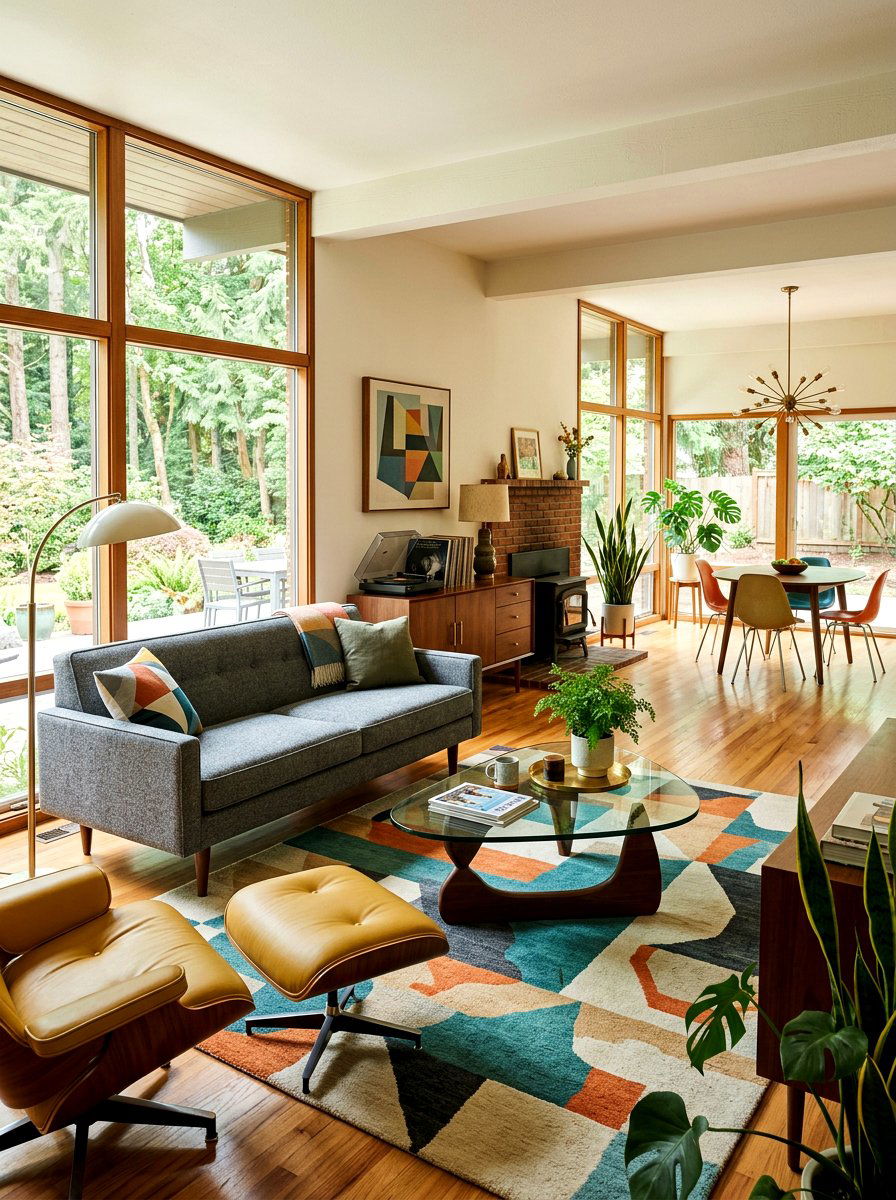 Mid Century Modern Gray Living Room - 30 steel gray living room ideas
