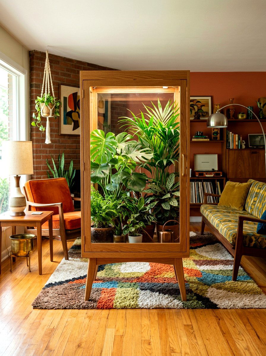 Mid Century Modern Greenhouse Cabinet - 30 indoor greenhouse cabinet ideas