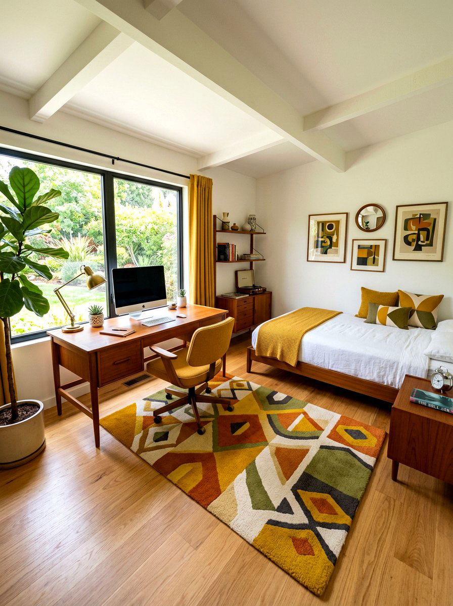 Mid Century Modern Guest Office - 30 guest bedroom office combo ideas