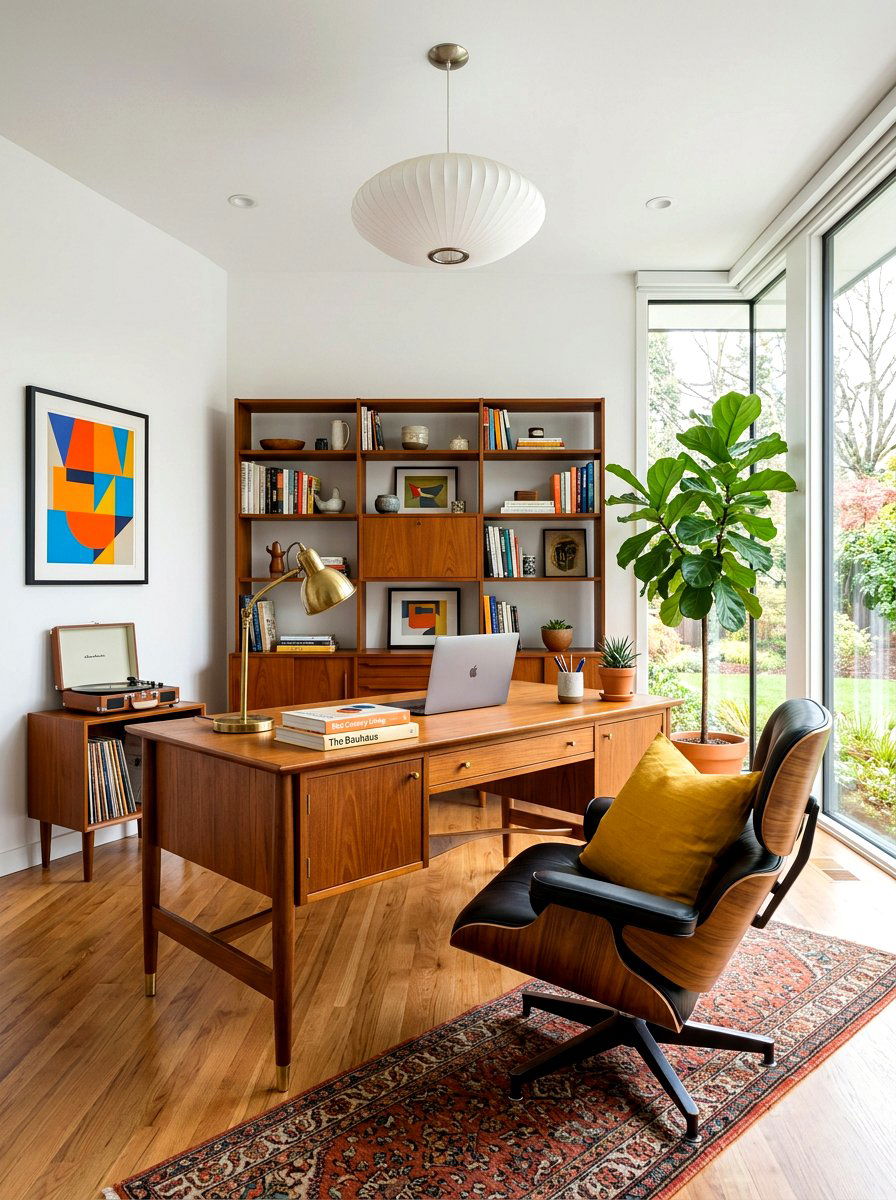 Mid Century Modern Home Office - 30 minimalist home office ideas