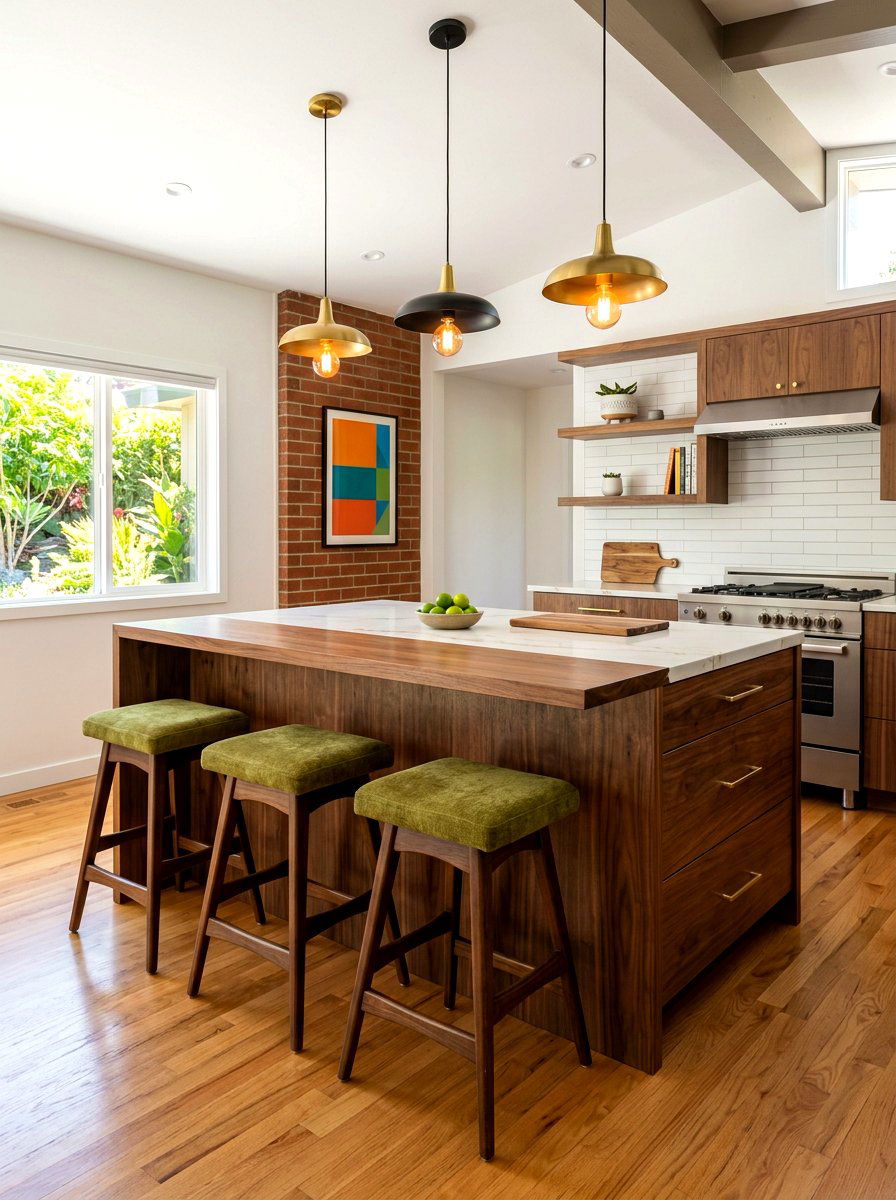 Mid Century Modern Island Bench - 30 banquette kitchen island ideas