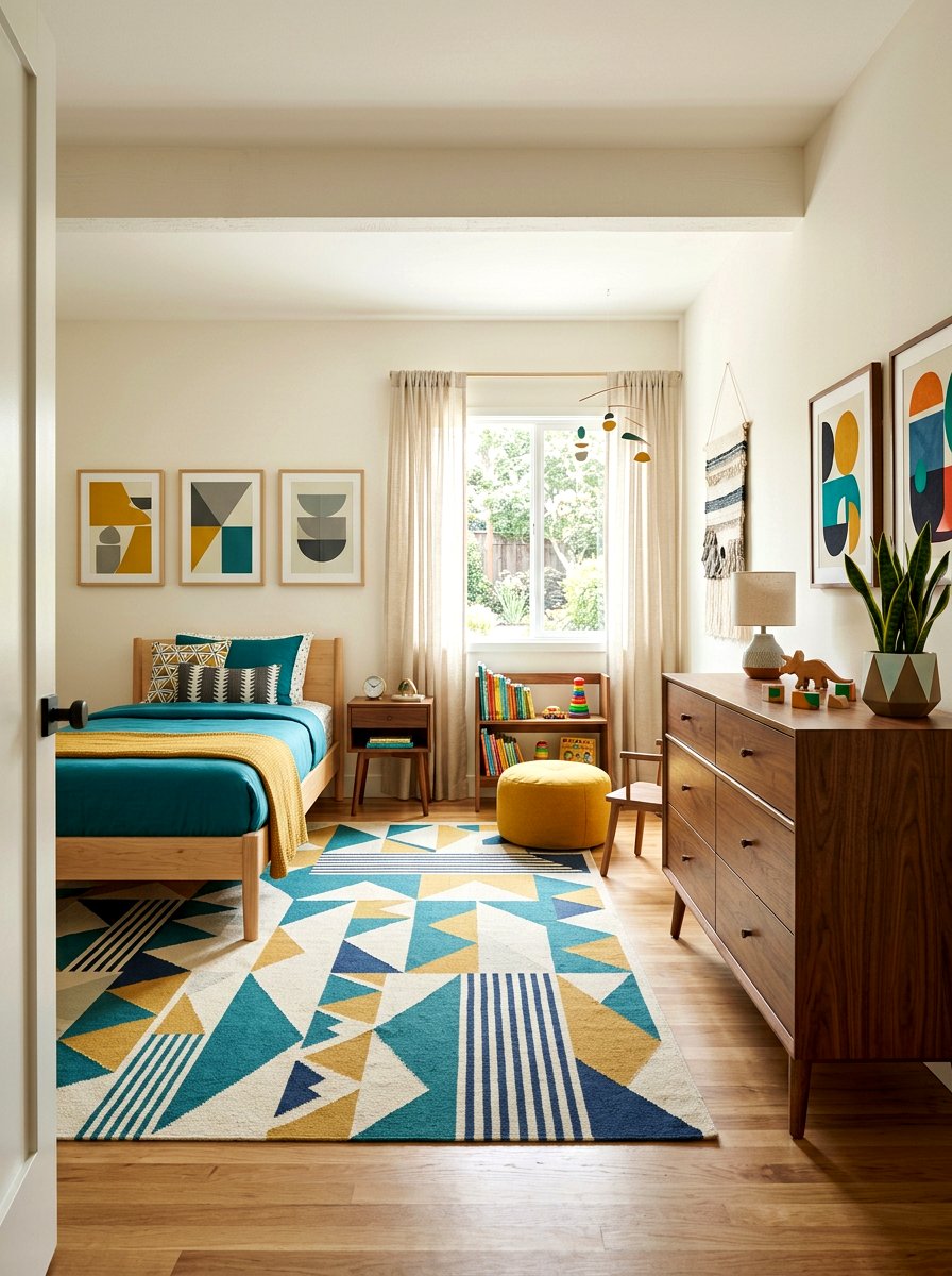 Mid Century Modern Kids Space - 30 aesthetic kids room ideas