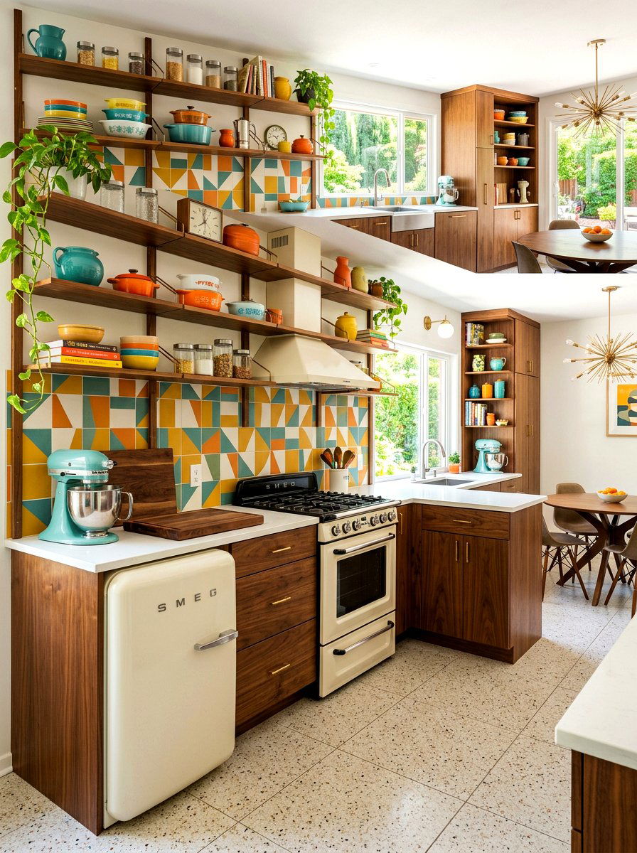 Mid Century Modern Kitchen Shelves - 30 kitchen shelfie ideas