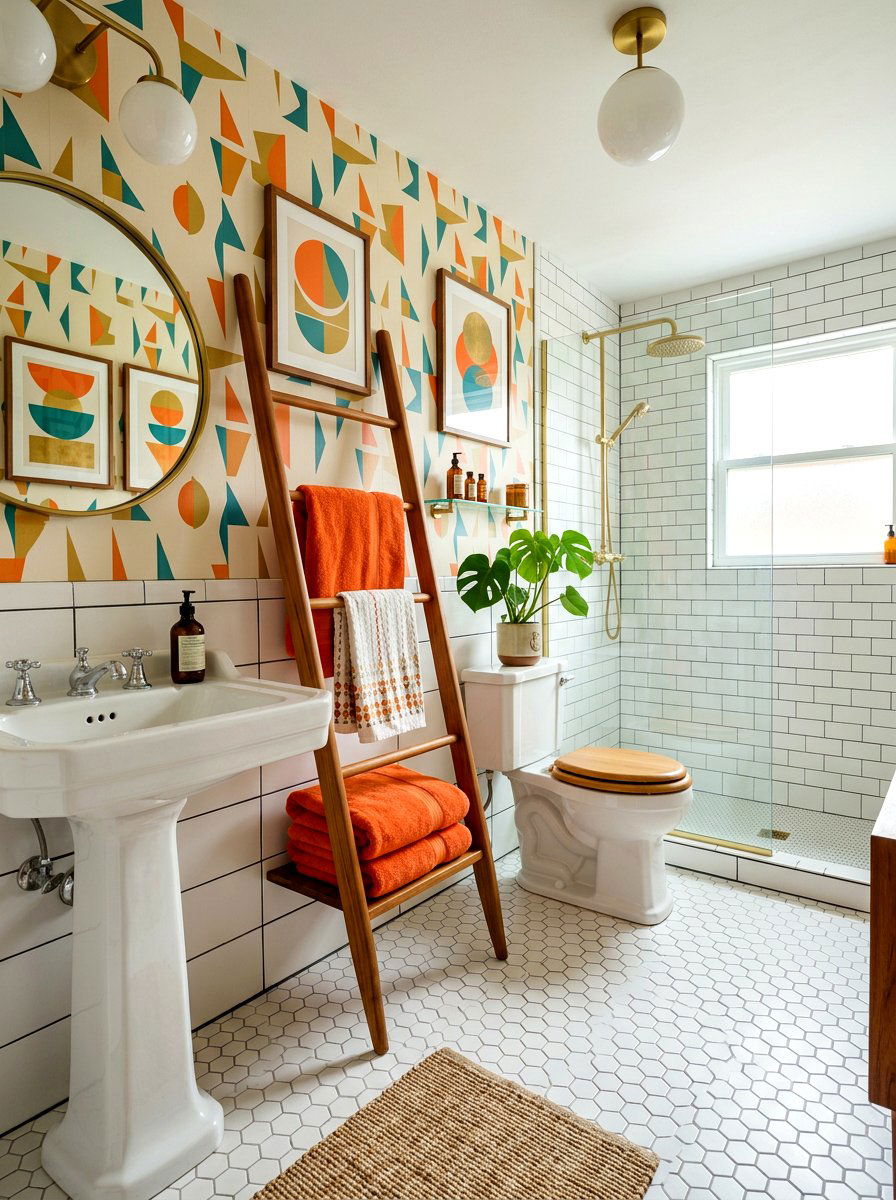 Mid Century Modern Ladder - 30 towel ladder ideas