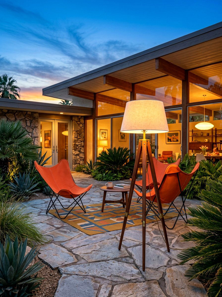 Mid Century Modern Lamp - 30 lamp lit patio ideas