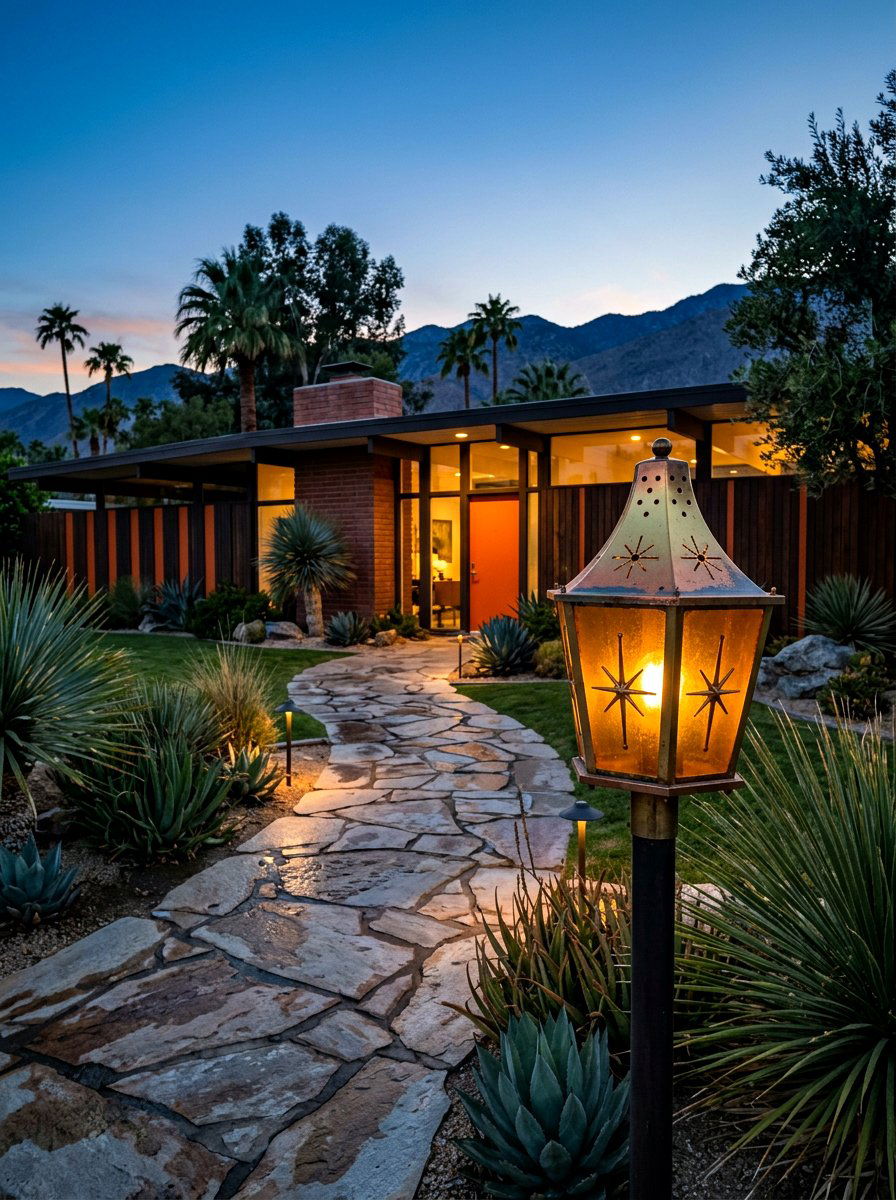 Mid Century Modern Lantern - 30 lantern pathway ideas