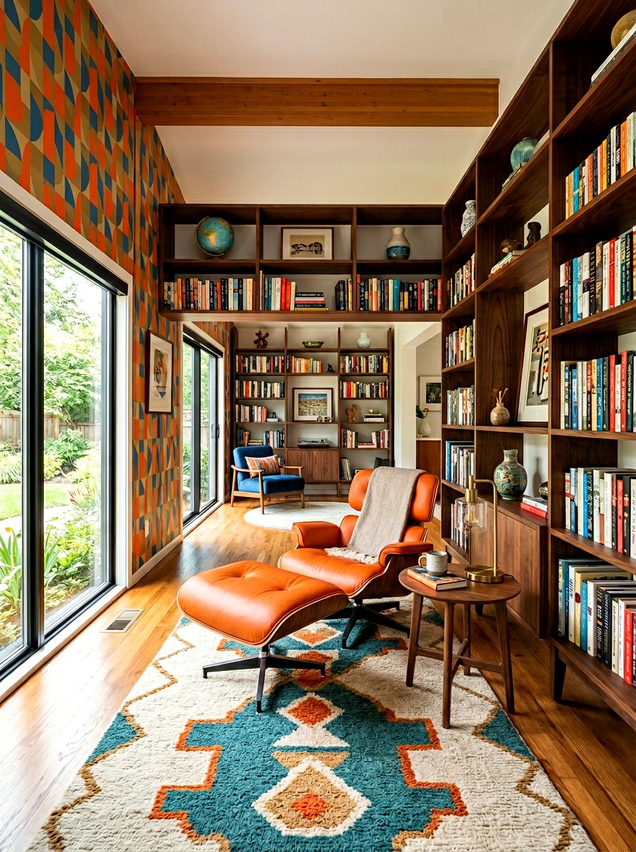Mid Century Modern Library - 30 moody home library ideas