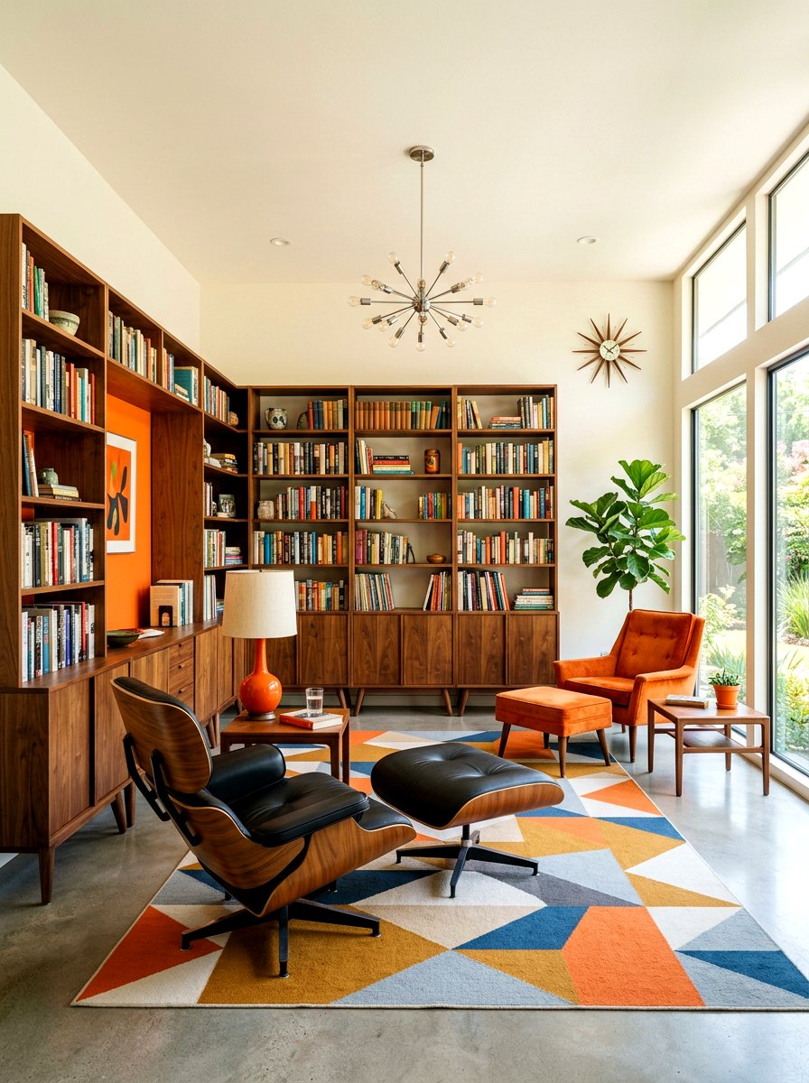 Mid Century Modern Library - 30 book filled room ideas