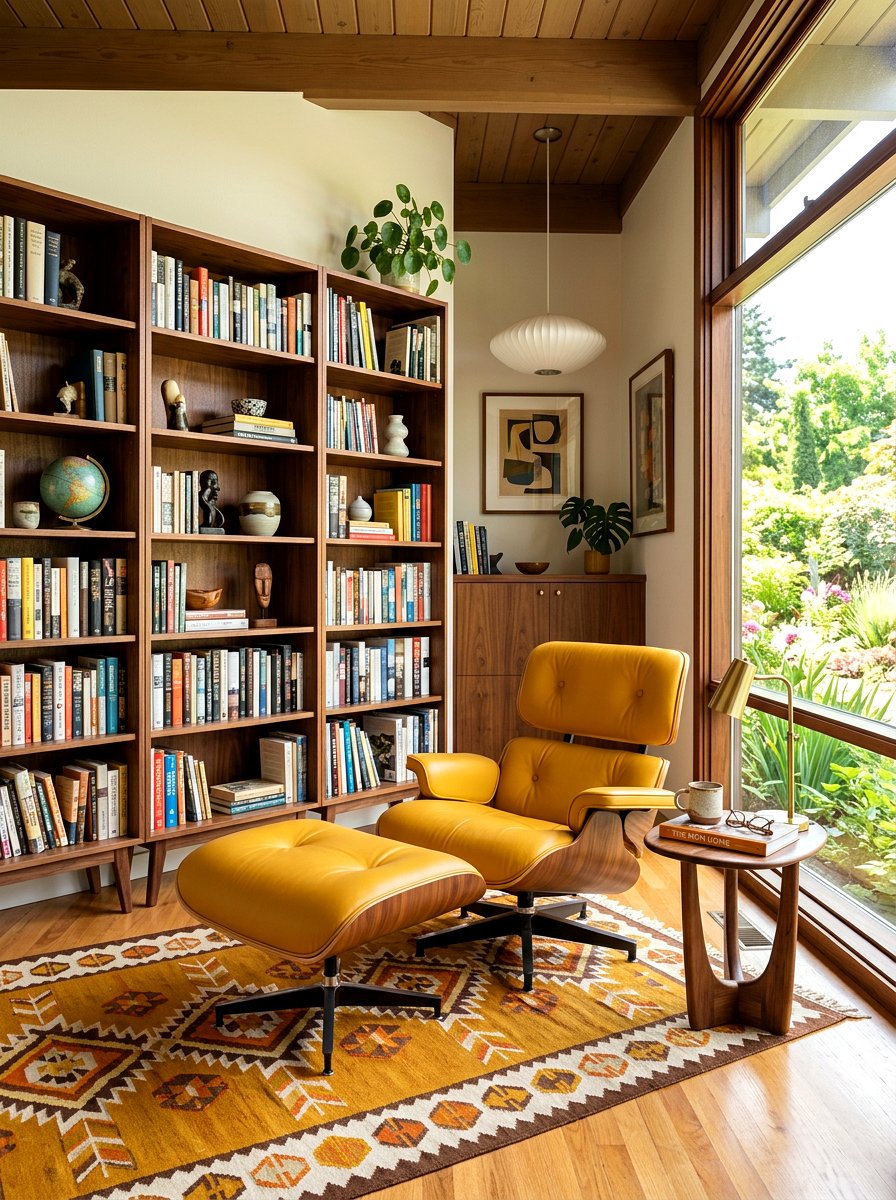 Mid Century Modern Library - 30 reading room aesthetic ideas