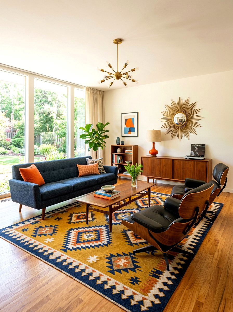 Mid Century Modern Living Room - 30 rectangle living room layout ideas