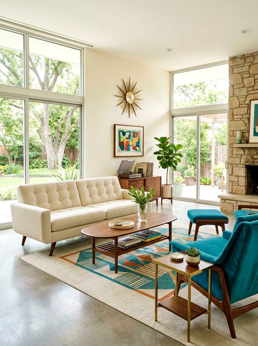 Mid Century Modern Living Room Cream Sofa - 30 cream sofa living room ideas